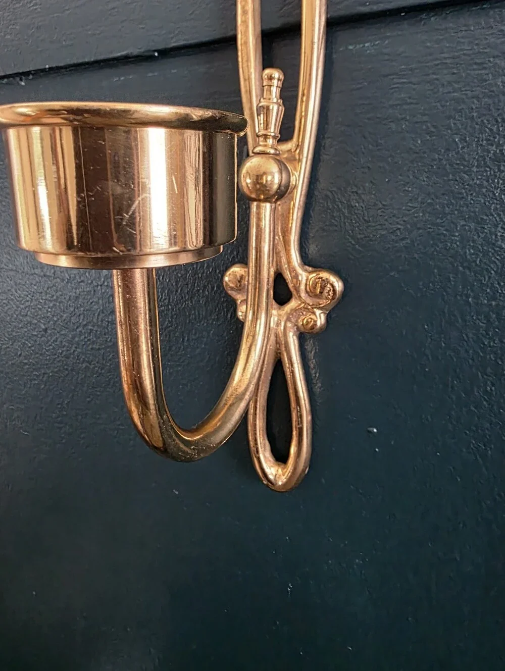 Brass Ornate Long Taper Candle Holder Wall Sconce 17'